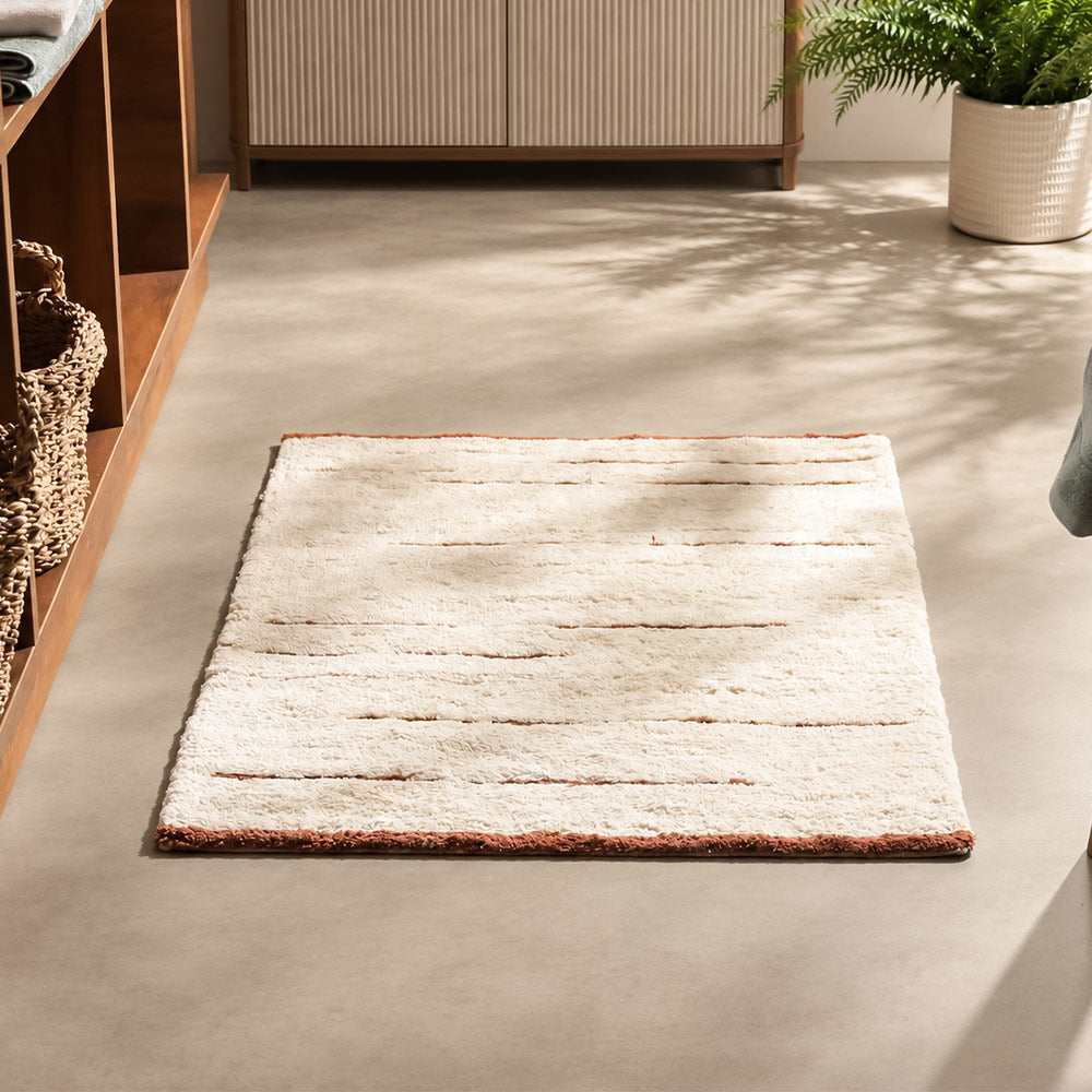 Wisteria Banded Tufted Bathmat - Cream Brown