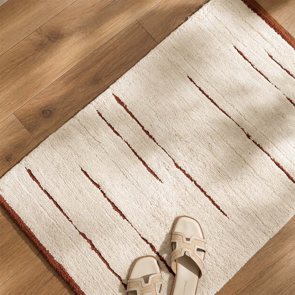 Wisteria Banded Tufted Bathmat - Cream Brown