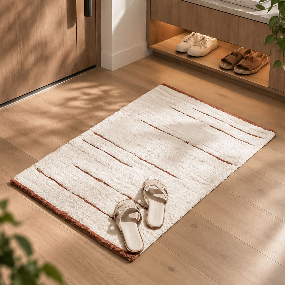 Wisteria Banded Tufted Bathmat - Cream Brown