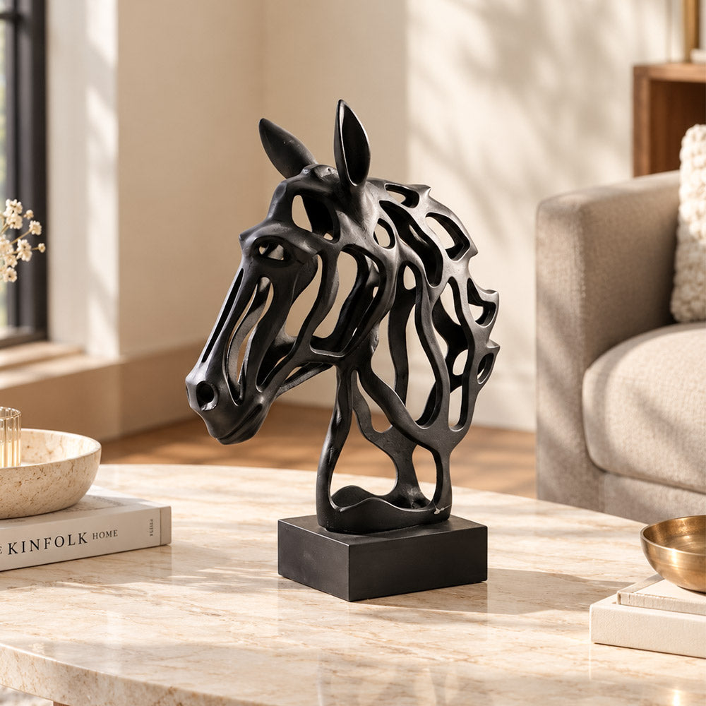Gallant Horse Metal Sculpture Large - Matte Black