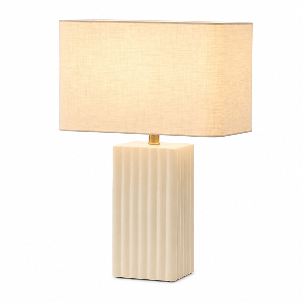 Yana Ceramic Ribbed Table Lamp XL -  Cream White