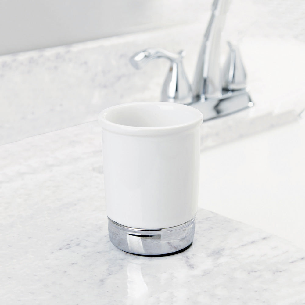 York Bathroom Tumbler - White Chrome