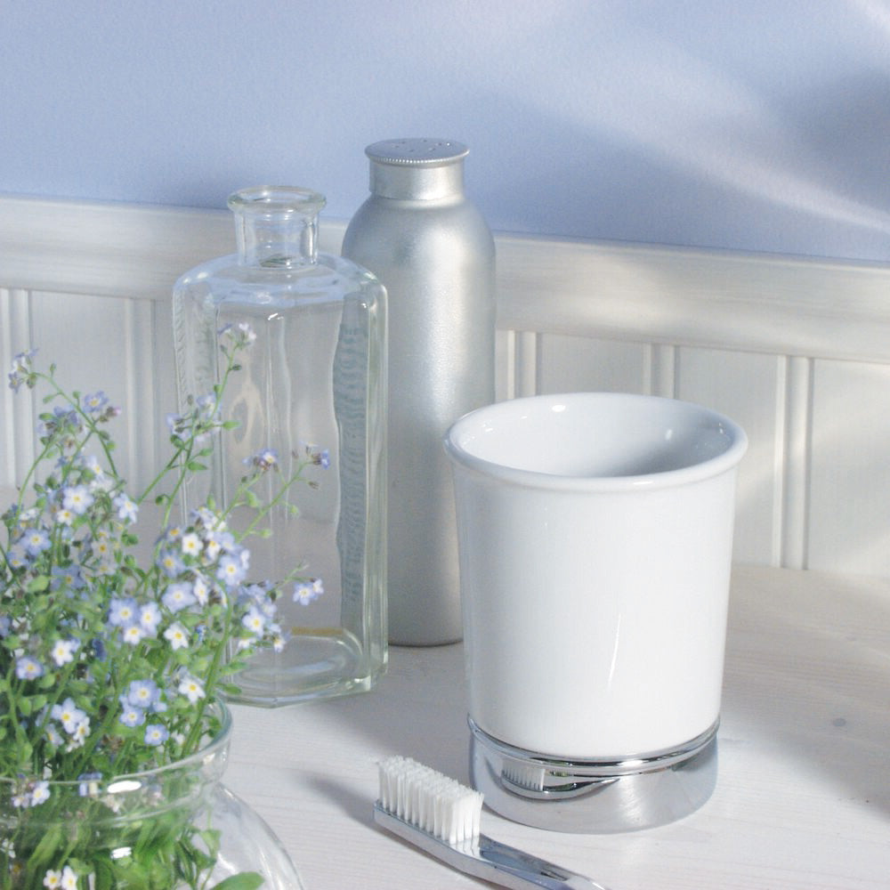 York Bathroom Tumbler - White Chrome