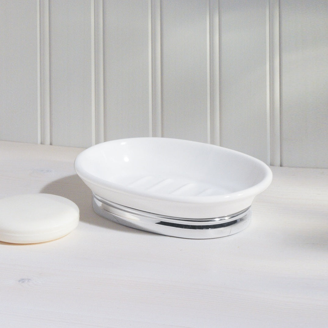 York Soap Dish - White Chrome