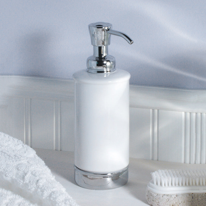 York Tall Soap Pump - White Chrome