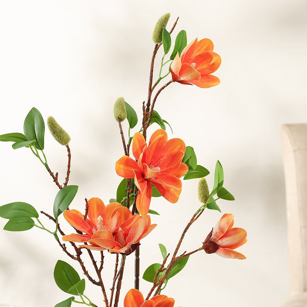 Yulan Magnolia Faux Stem - Sunset Orange