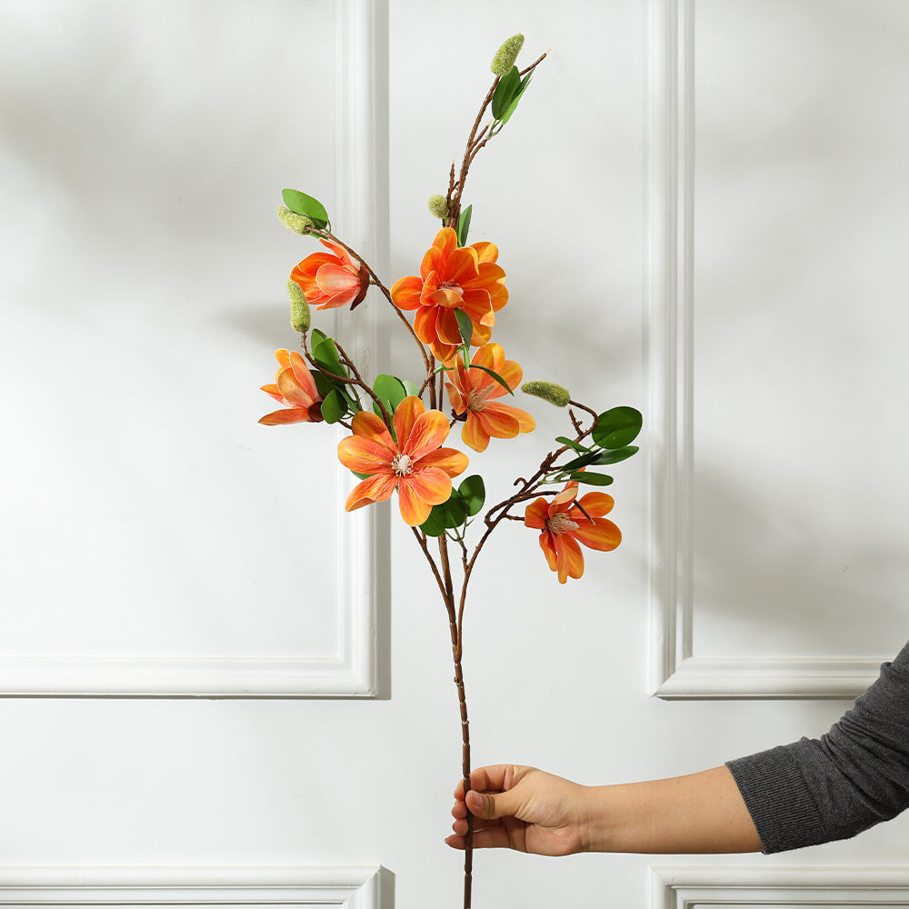 Yulan Magnolia Faux Stem - Sunset Orange