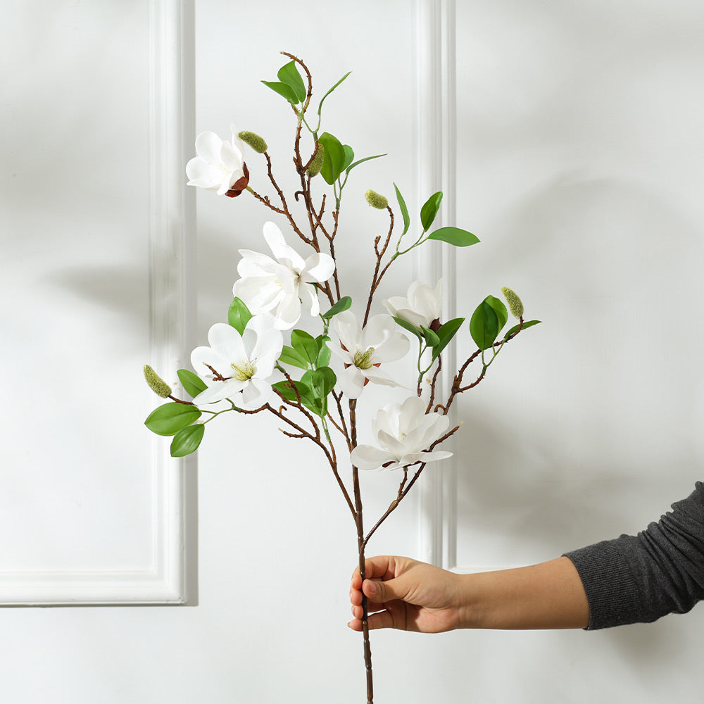 Yulan Magnolia Faux Stem - White