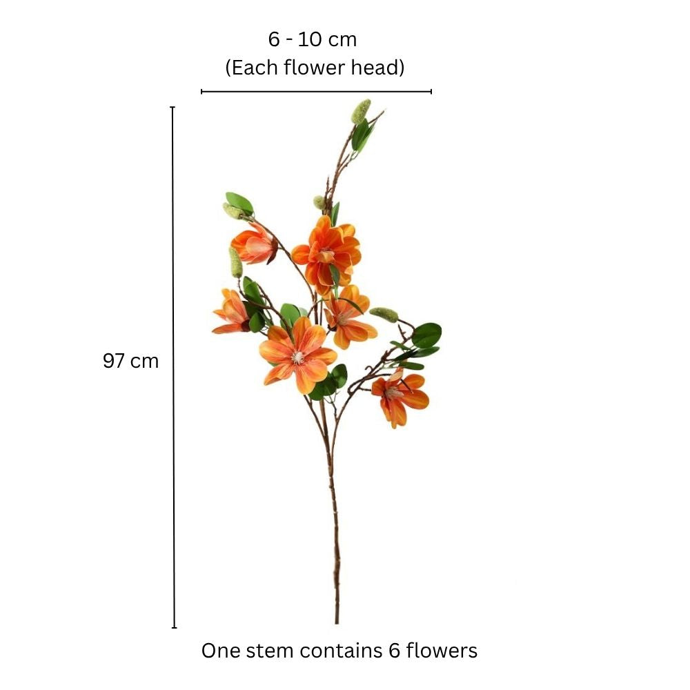 Yulan Magnolia Faux Stem - Sunset Orange