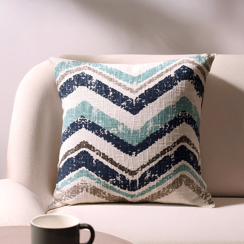Chevron Printed Cushion Cover 45x45cm - Blue Hue