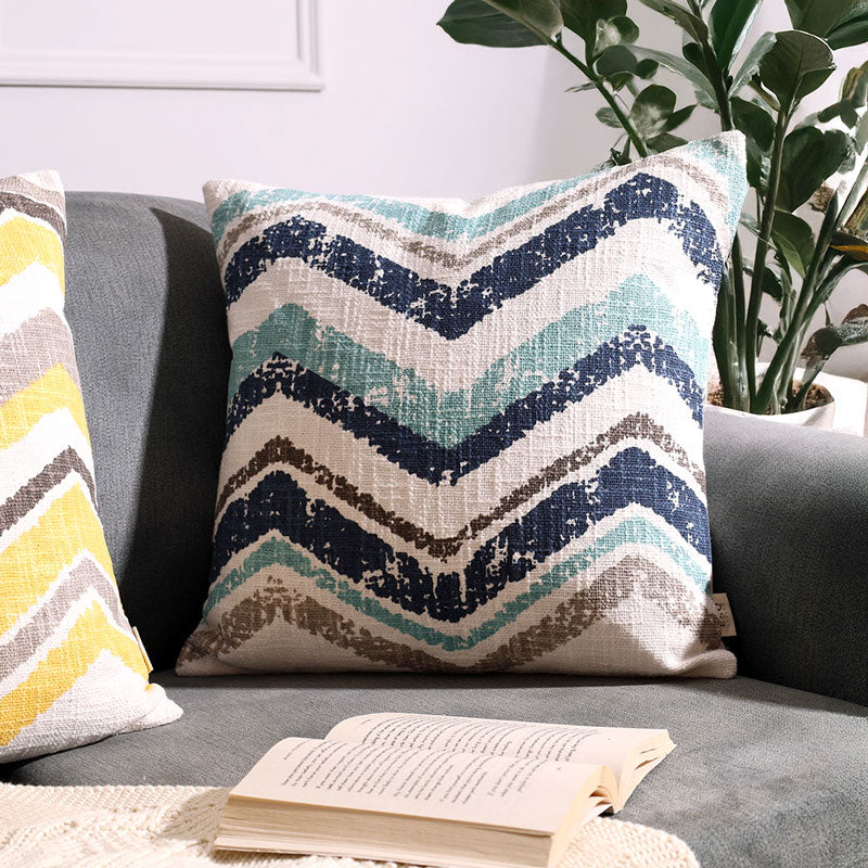 Chevron Printed Cushion Cover 45x45cm - Blue Hue