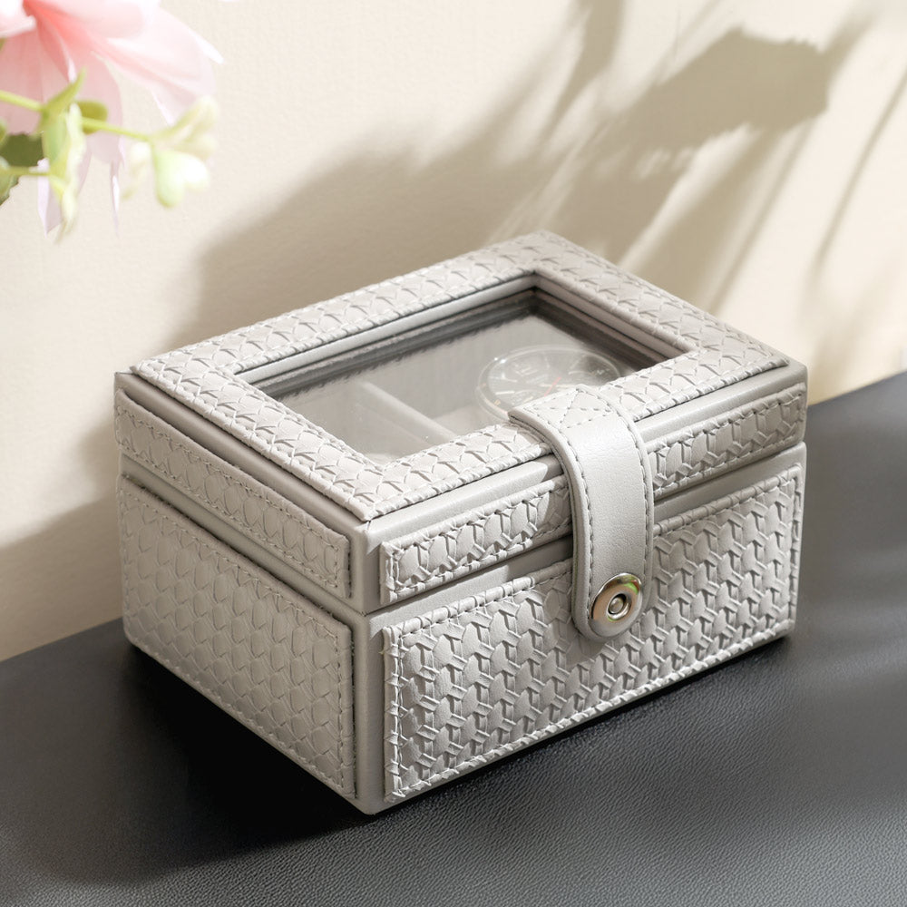 Zander 2-piece Textured Watch Box - Light Grey