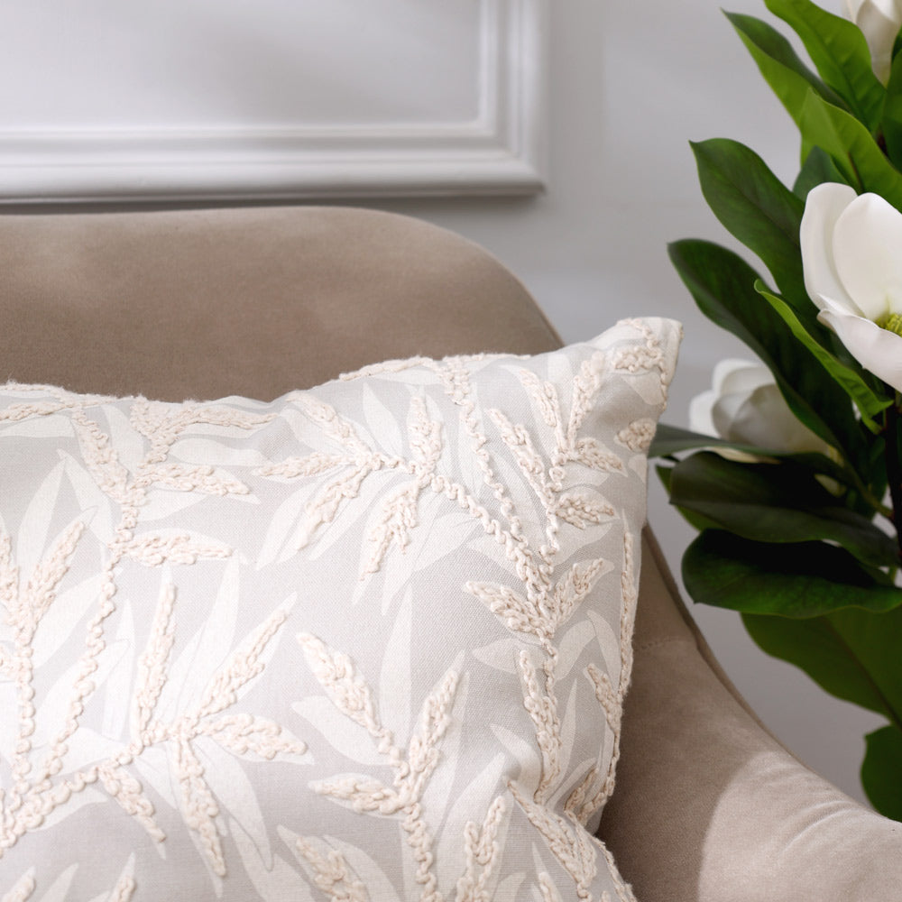 Zena Embroidered Cushion Cover 45x45cm - Sage Grey