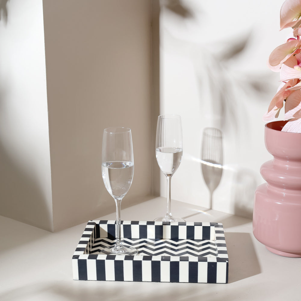 Zig-zag Decorative Tray Medium - Monochrome