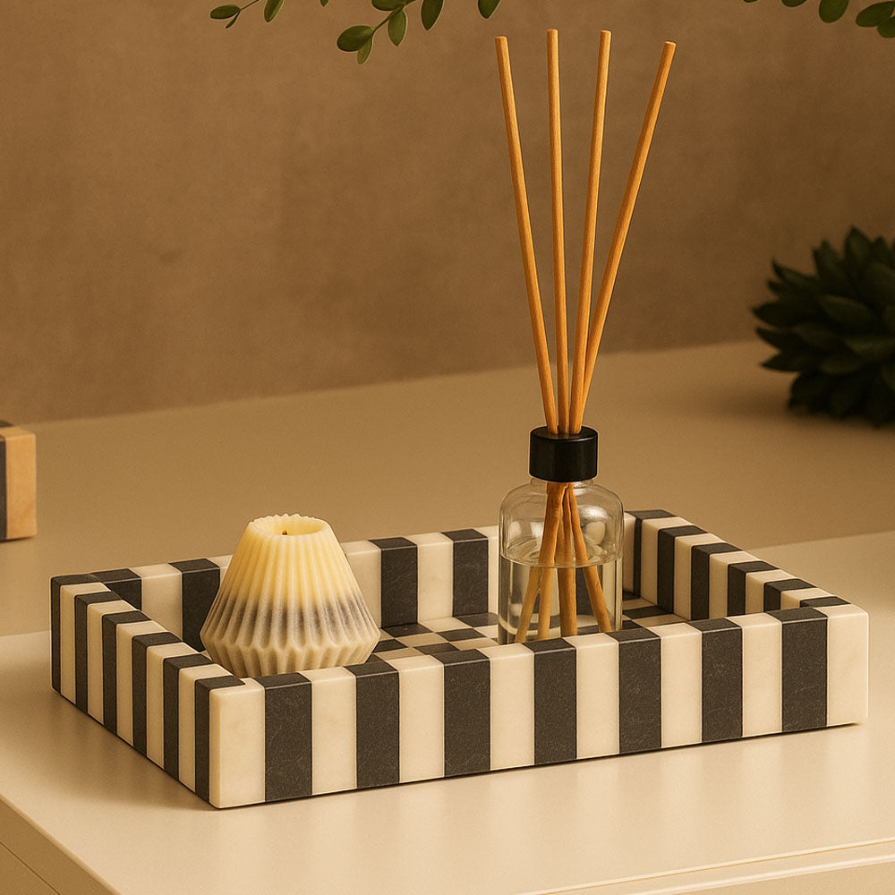 Zig-zag Decorative Tray Medium - Monochrome