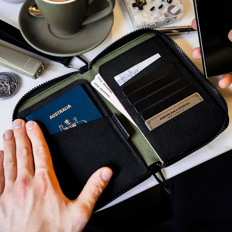 Alpaka Zip Passport Wallet - Axogrid Black