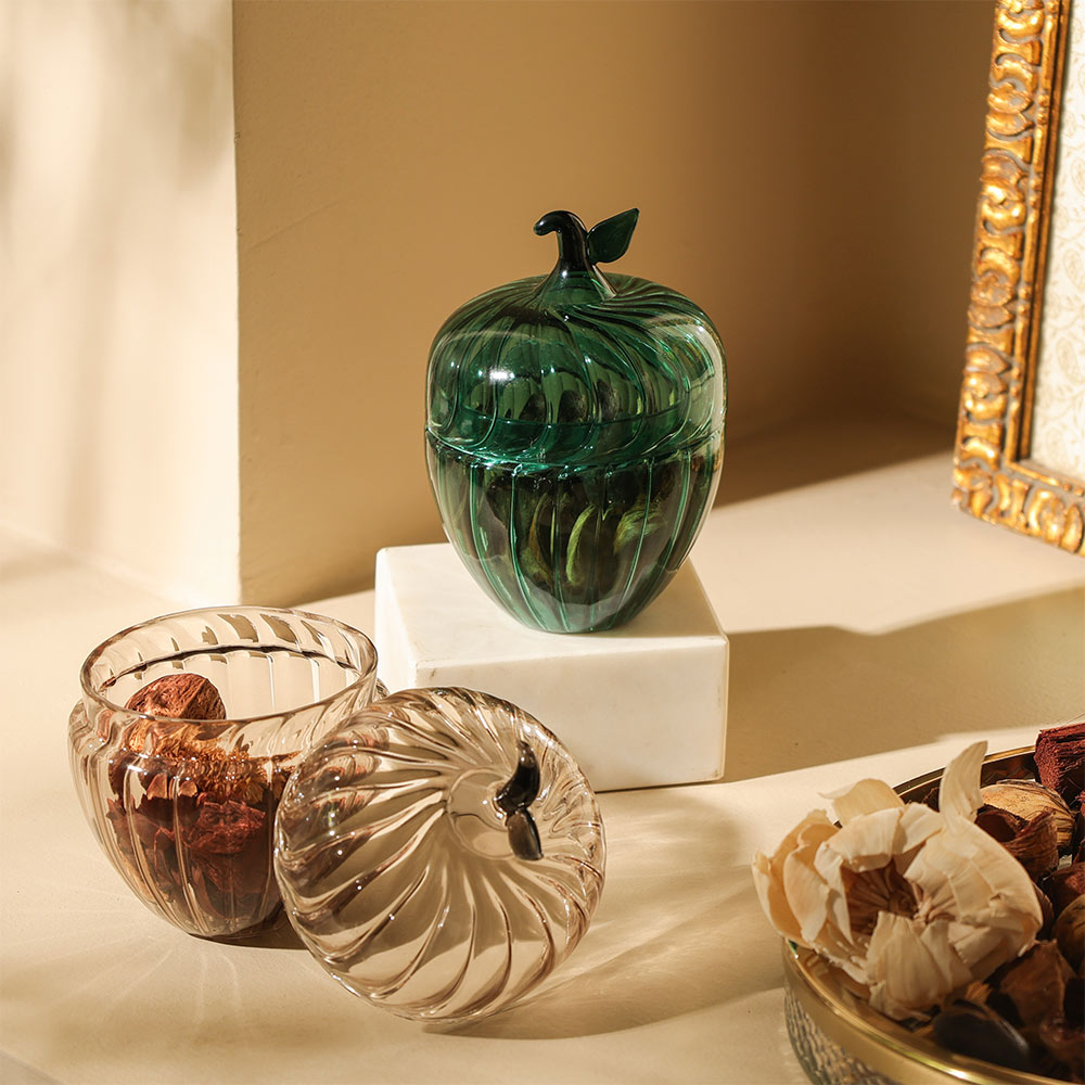 Zucca Glass Decorative Jar - Smoke
