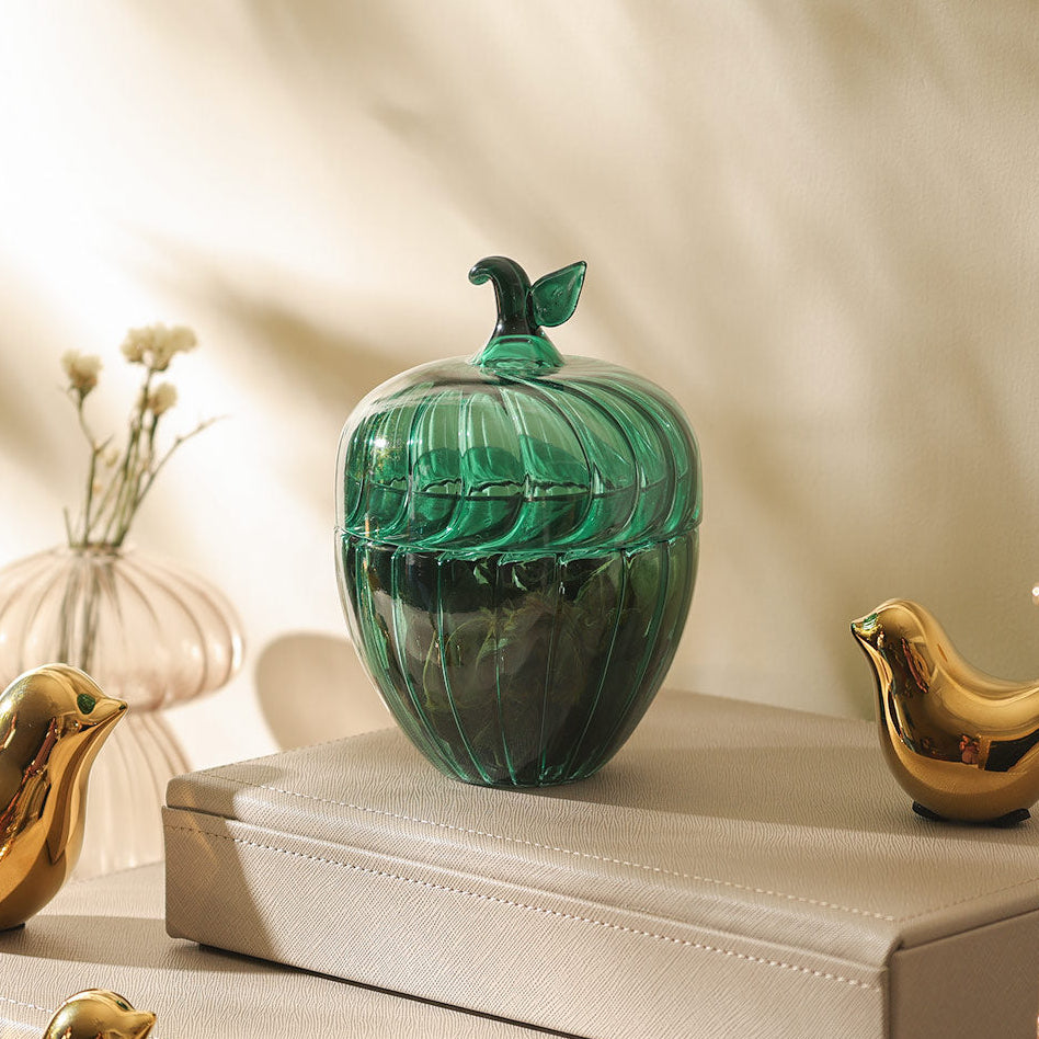 Zucca Glass Decorative Jar - Teal