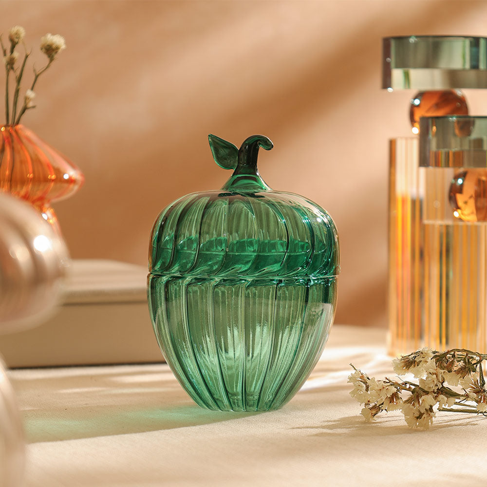 Zucca Glass Decorative Jar - Teal