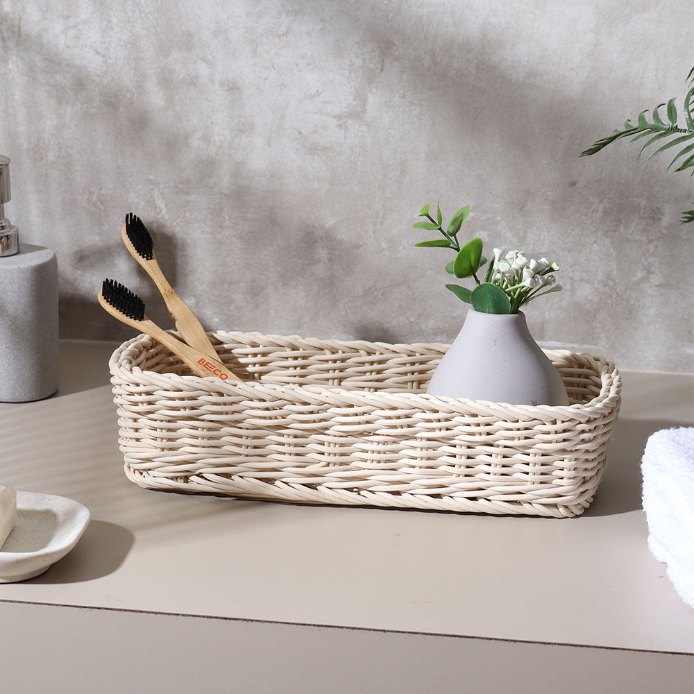 Zuri Rectangular Basket Small - Ivory