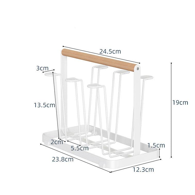 Arhat Organizers Glass Rack with Wooden Handle - White