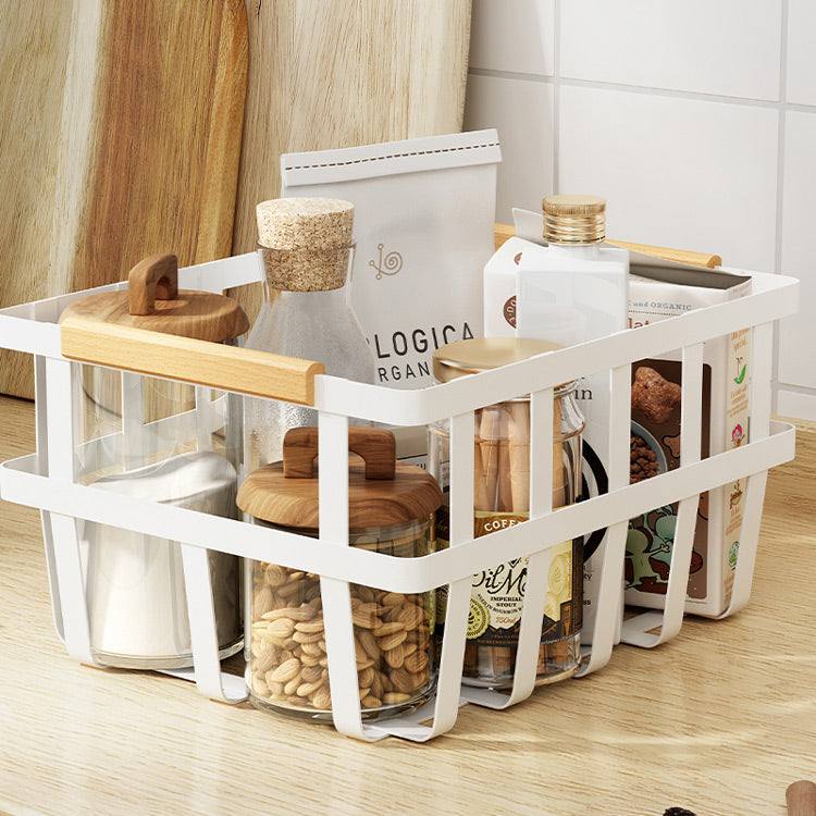 Arhat Organizers Metal Storage Basket - White