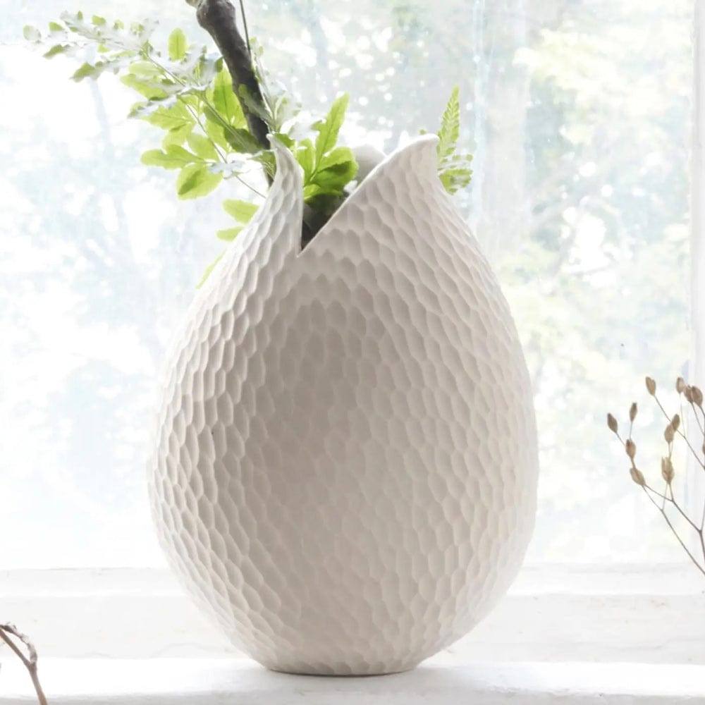 ASA Selection Carve Leaf Vase Tall - Cream