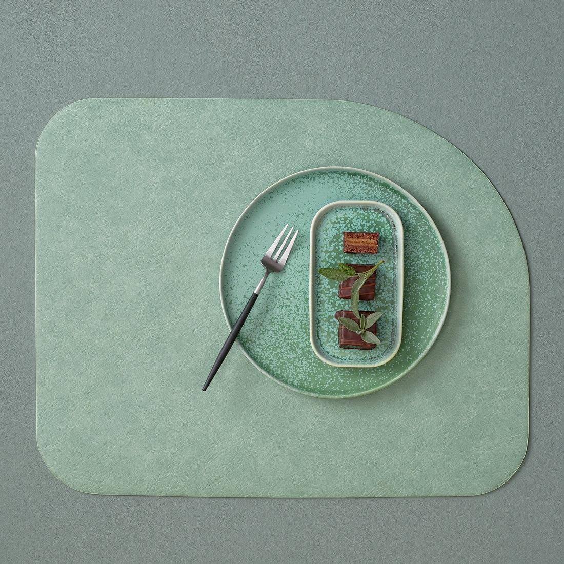 ASA Selection Curved Grain Faux Leather Placemats, Set of 2 - Spearmint