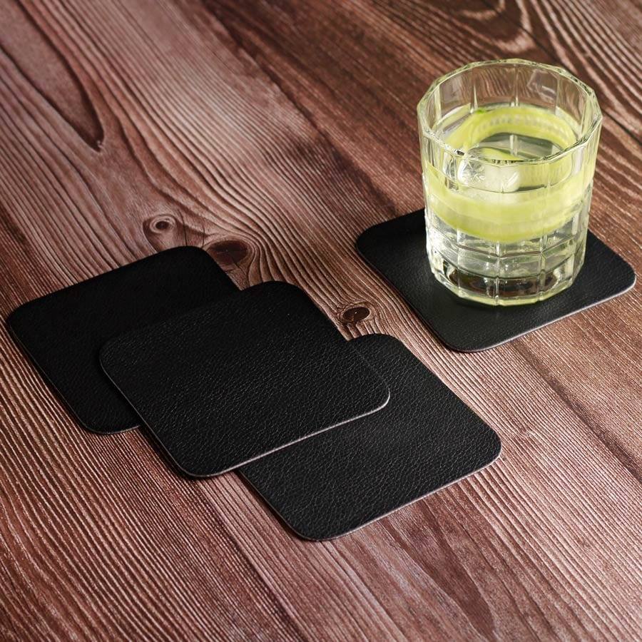 ASA Selection Optic Grain Square Coasters, Set of 4 - Black