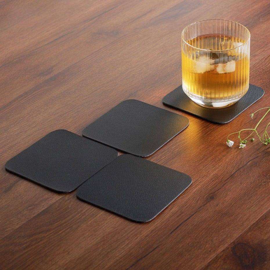 ASA Selection Optic Grain Square Coasters, Set of 4 - Black