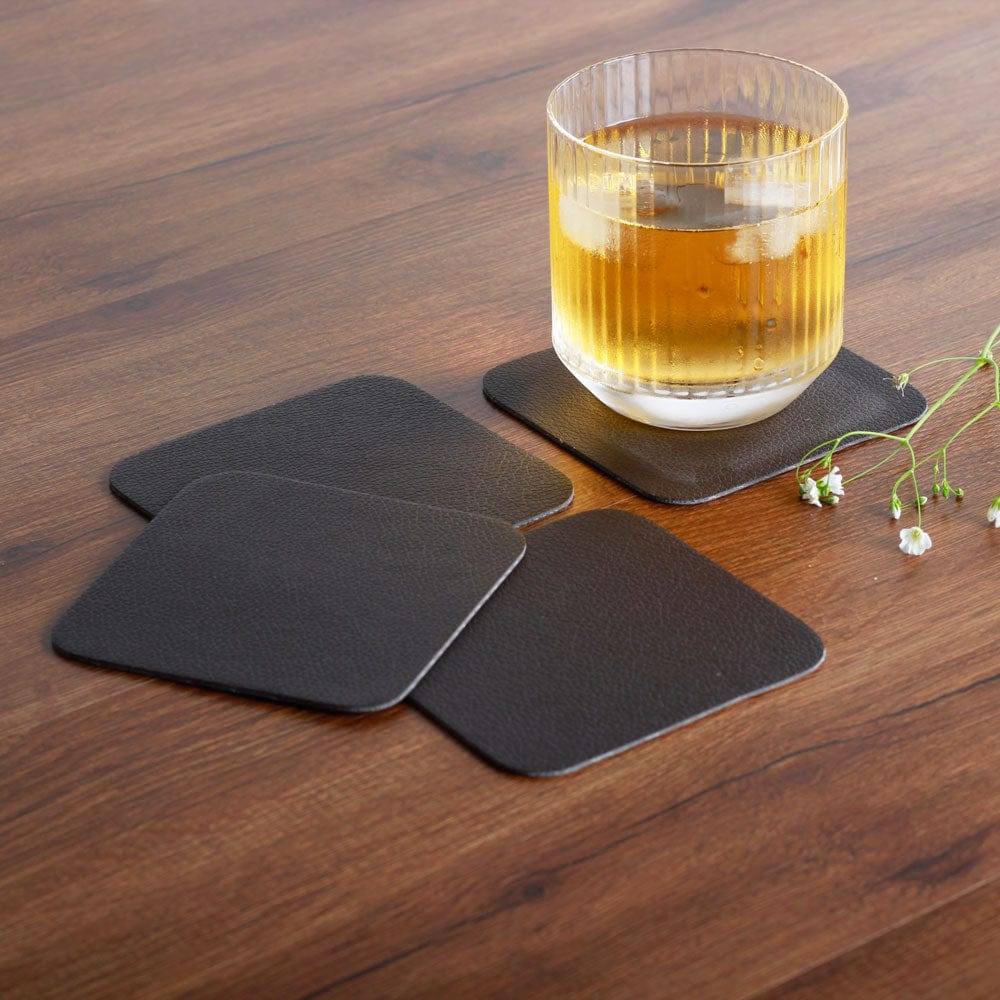 ASA Selection Optic Grain Square Coasters, Set of 4 - Chocolate