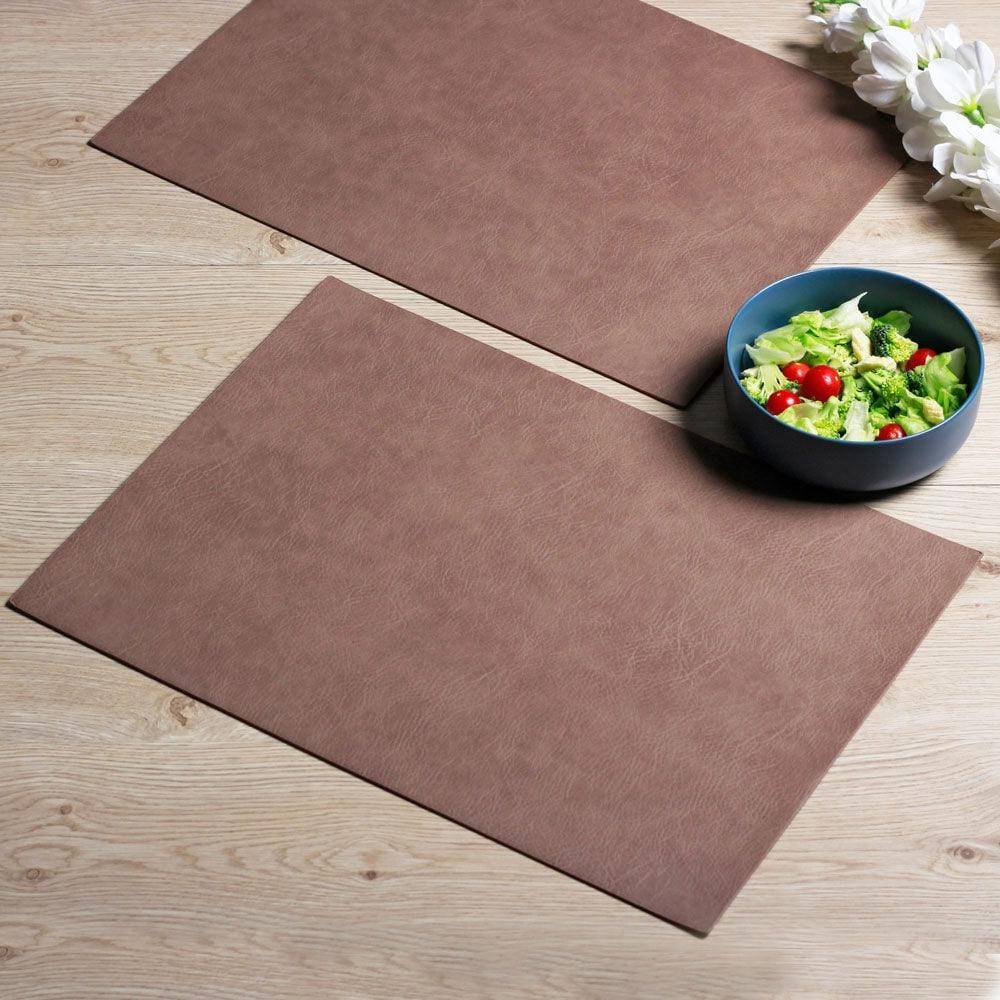 ASA Selection Rectangular Faux Leather Placemats, Set of 2 - Nougat