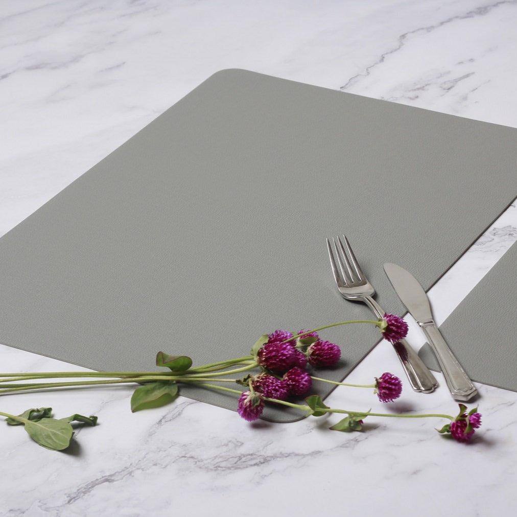 ASA Selection Rectangular Fine Faux Leather Placemats, Set of 2 - Cement