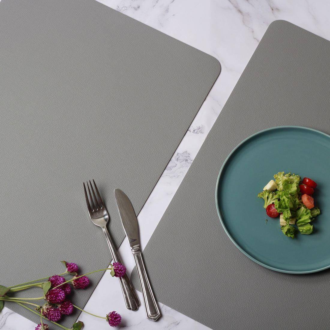 ASA Selection Rectangular Fine Faux Leather Placemats, Set of 2 - Cement