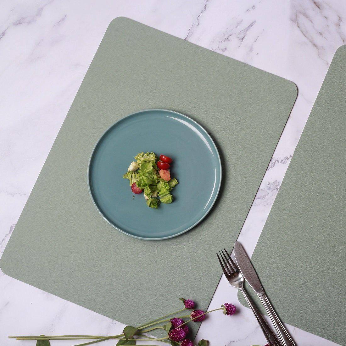 ASA Selection Rectangular Fine Faux Leather Placemats, Set of 2 - Mint