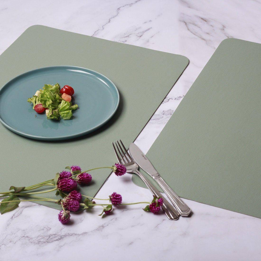 ASA Selection Rectangular Fine Faux Leather Placemats, Set of 2 - Mint