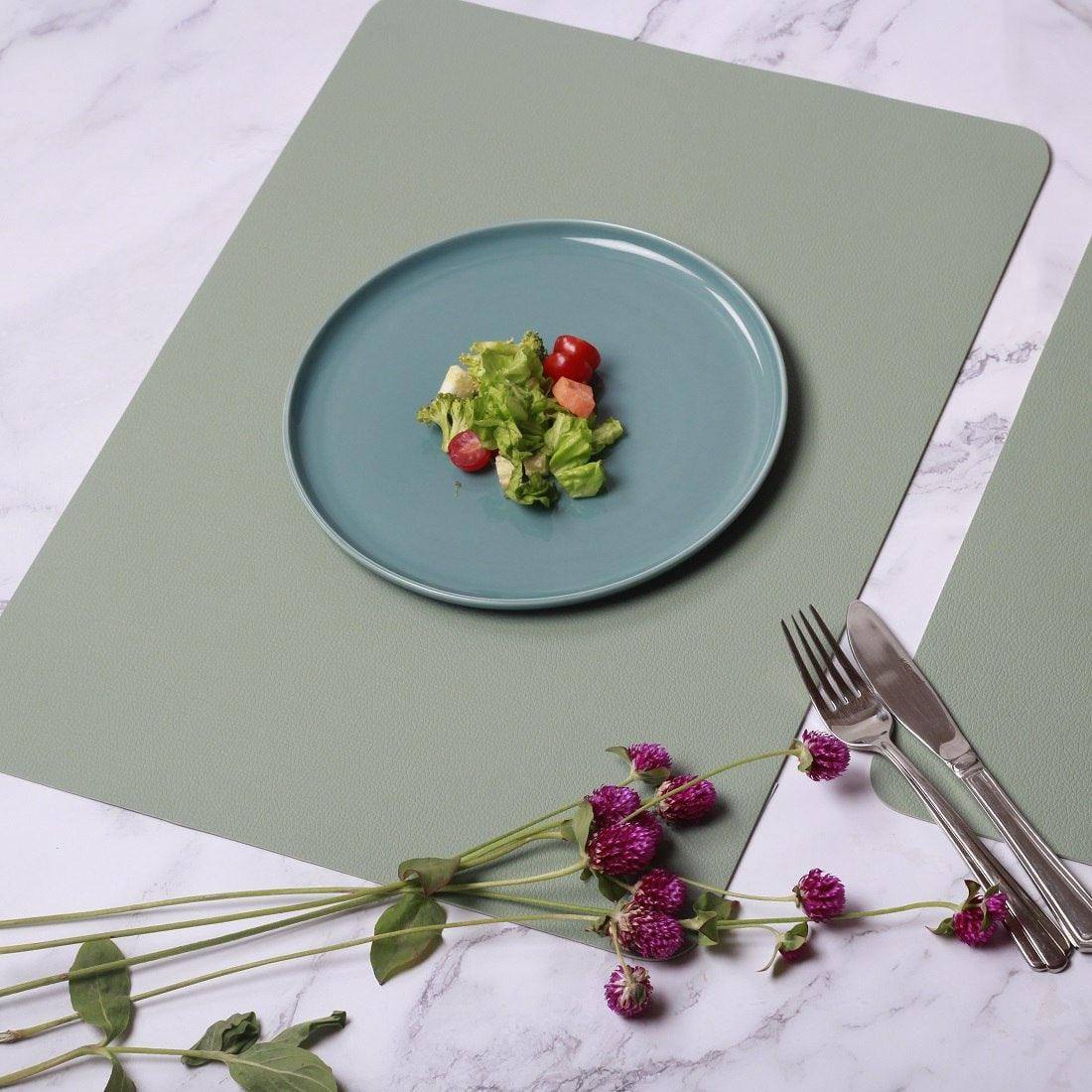 ASA Selection Rectangular Fine Faux Leather Placemats, Set of 2 - Mint