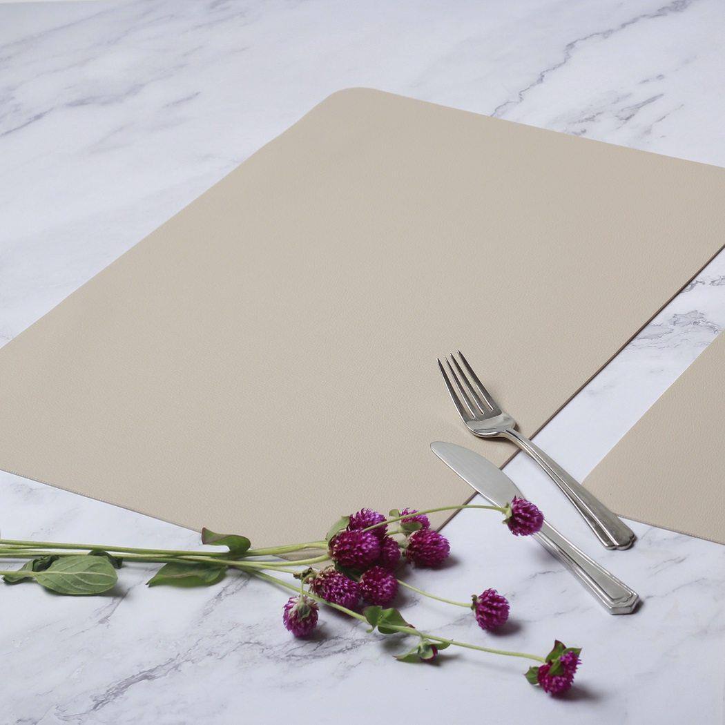 ASA Selection Rectangular Fine Faux Leather Placemats, Set of 2 - Stone