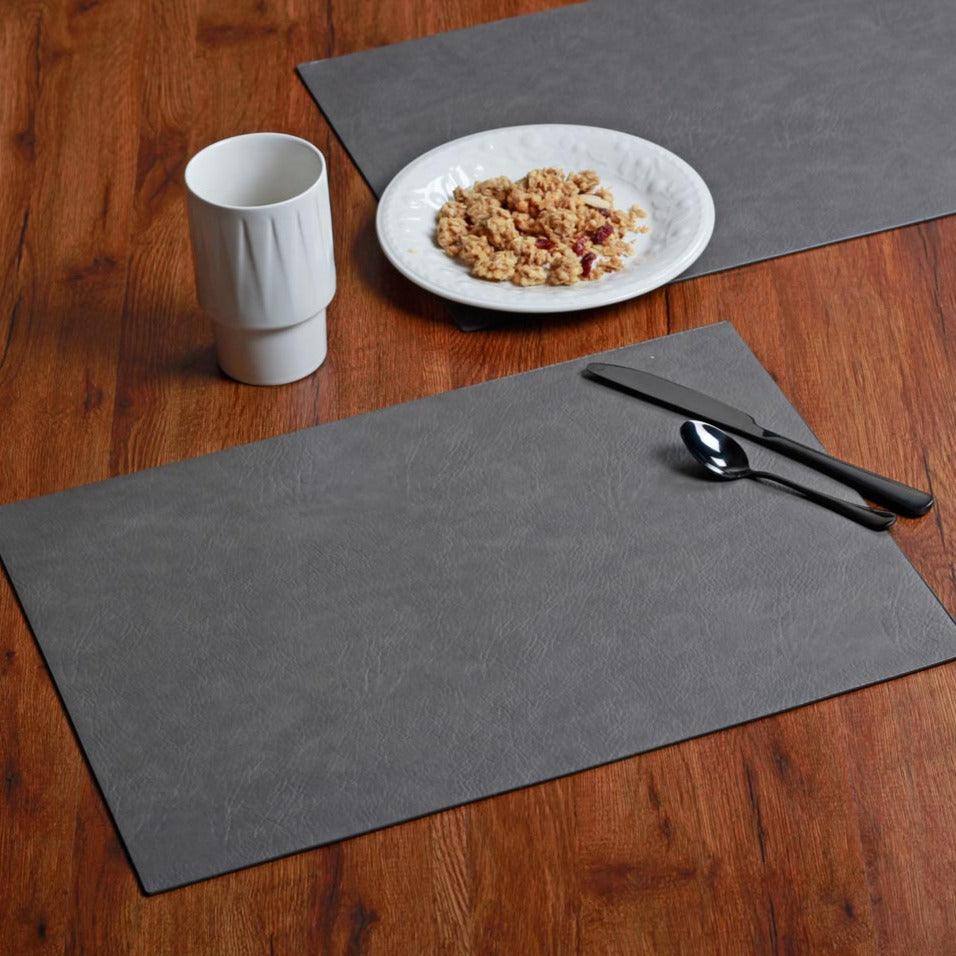 ASA Selection Rectangular Optic Grain Faux Leather Placemats, Set of 2 - Mushroom