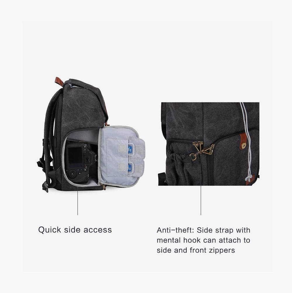 Bagsmart Anniston Camera Backpack - Black