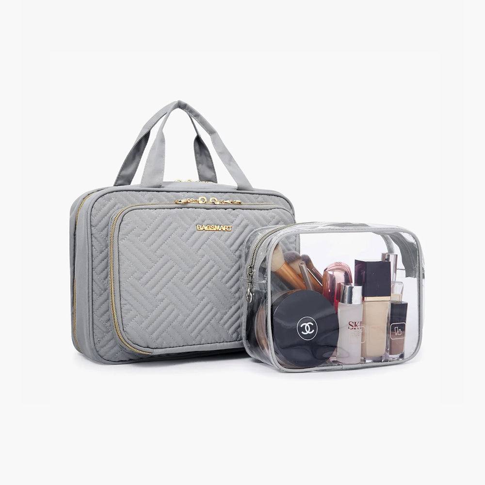 Bagsmart Dual Zip Travel Makeup Organiser - Grey