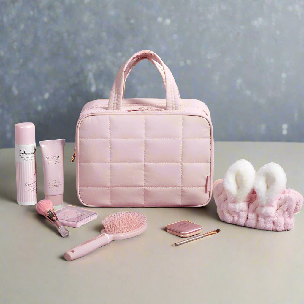 Bagsmart Quilted Hanging Toiletry Bag Large - Pink Bagsmart Quilted Hanging Toiletry Bag Large - Pink