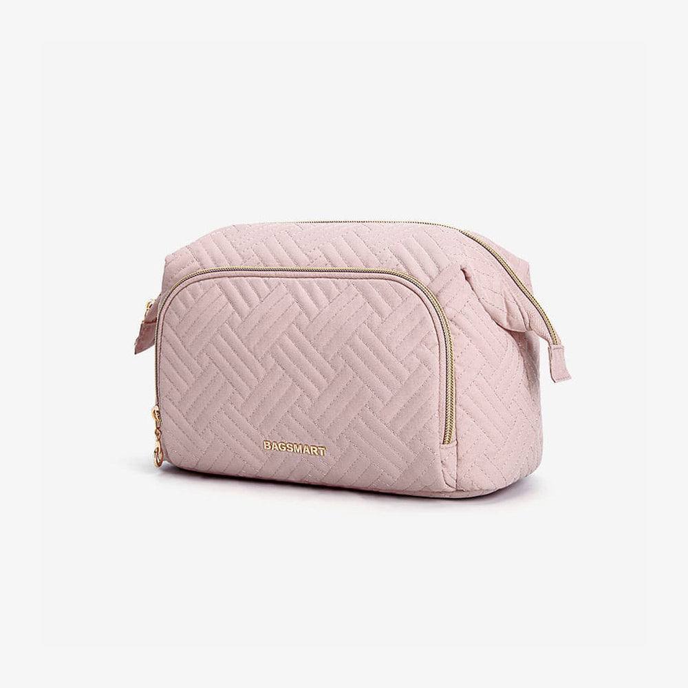 Bagsmart Travel Makeup Bag - Cross Pink