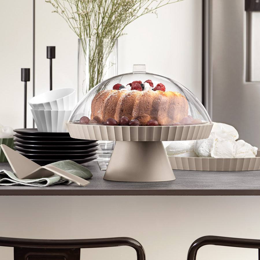 Blim Plus Italy Agora Cake Stand with Cover - Moka Grey