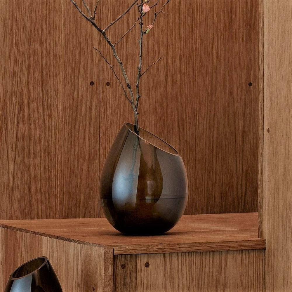 Blomus Germany Drop Handblown Glass Vase Medium - Smoke