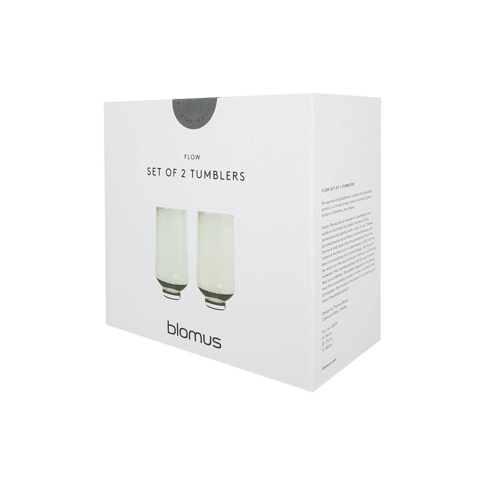 Blomus Germany Flow Tall Glasses 400ml, Set of 2 - Smoke