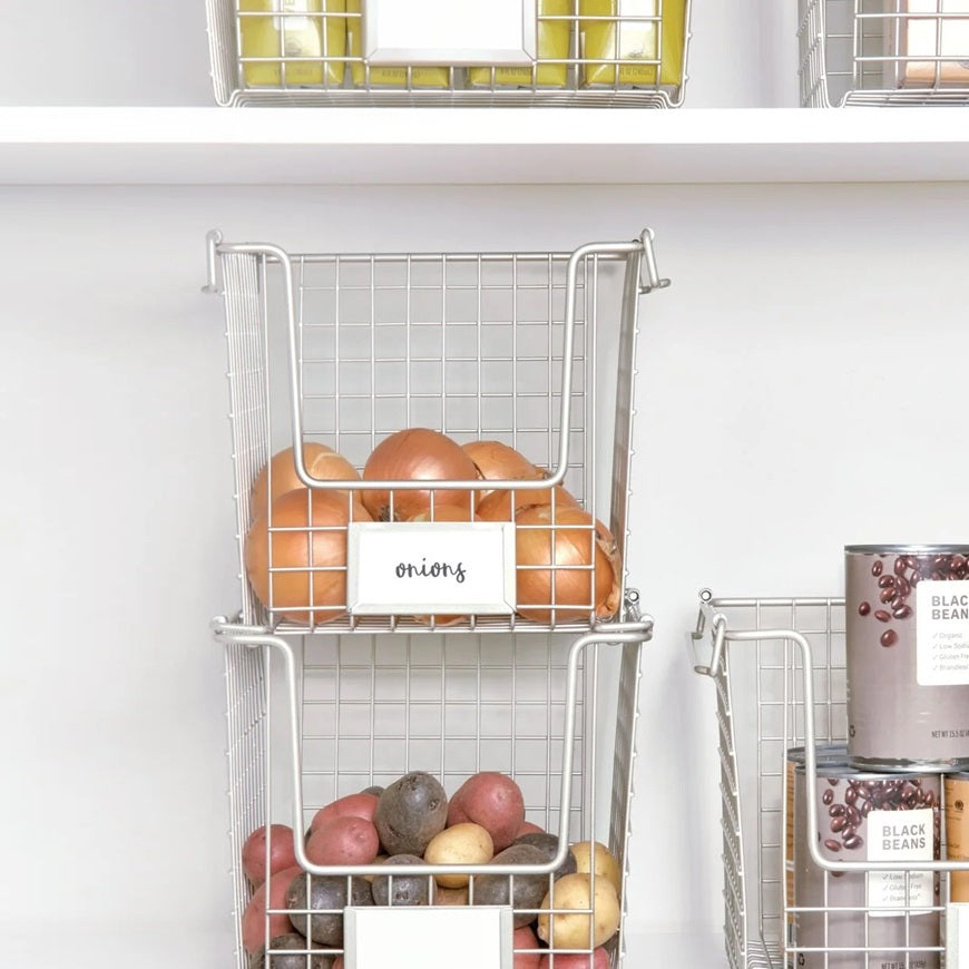 Classico Square Stackable Storage Basket - Nickel