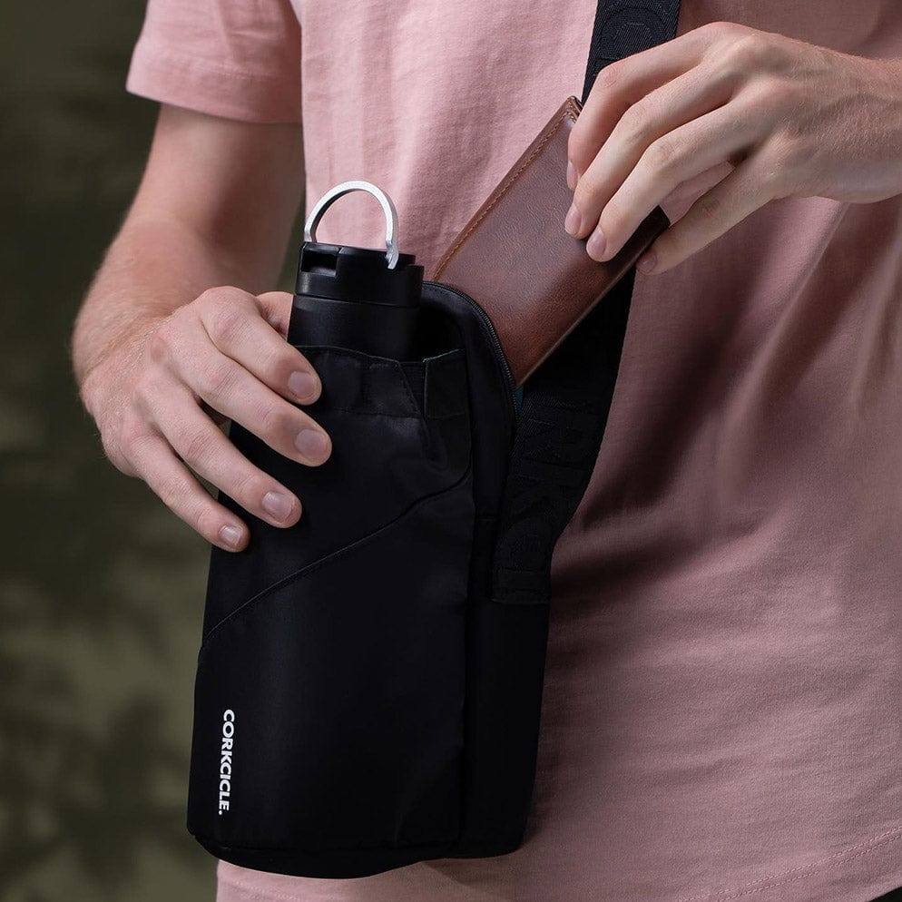 Corkcicle USA Crossbody Water Bottle Sling Bag - Black