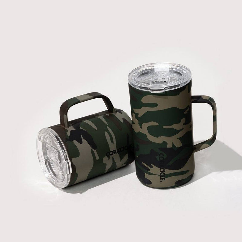 CORKCILE Triple Insulated Coffee Mug + Lid Stainless Steel Tumbler 22oz  CAMO NEW
