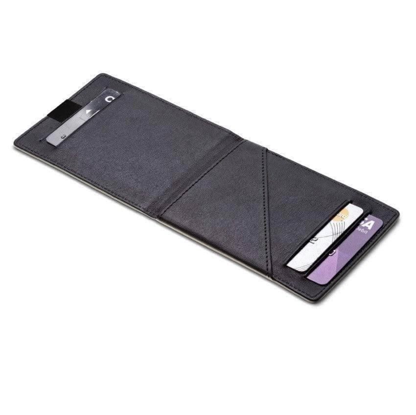 DUN Slim Leather Wallet - Black Silver – Modern Quests